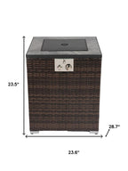 50000 BTU 24" Espresso Wicker Propane Rectangular Fire Pit