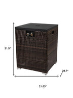 50000 BTU 22" Brown Wicker Propane Rectangular Fire Pit