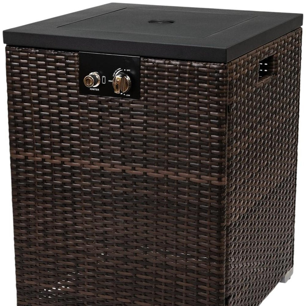 50000 BTU 22" Brown Wicker Propane Rectangular Fire Pit
