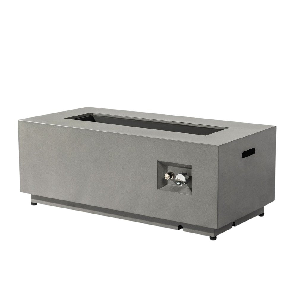 50000 BTU 42" Gray Steel Propane Rectangular Fire Pit With Cover