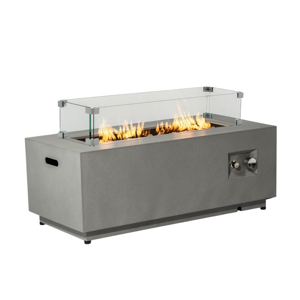 50000 BTU 42" Gray Steel Propane Rectangular Fire Pit With Cover