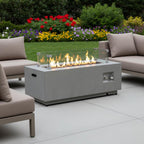 50000 BTU 42" Gray Steel Propane Rectangular Fire Pit With Cover