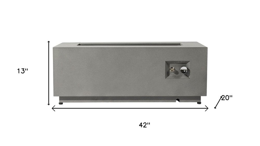 50000 BTU 42" Gray Steel Propane Rectangular Fire Pit With Cover