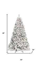 4' Pre Lit Full Flocked Spruce Christmas Tree