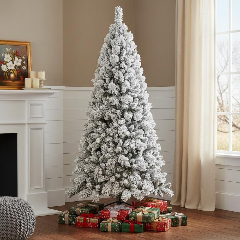 4' Full Flocked Pine Christmas Tree