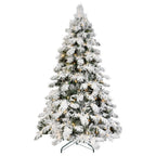 5' Green And White Pre Lit Full Flocked Pine Christmas Tree