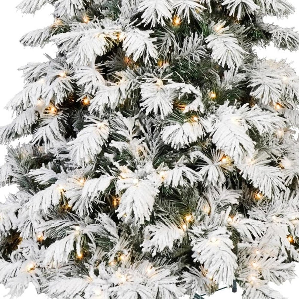 7' Pre Lit Full Flocked Pine Christmas Tree