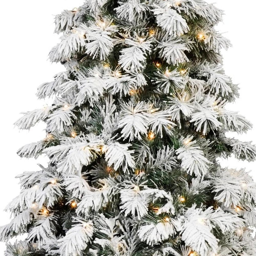 7' Pre Lit Full Flocked Pine Christmas Tree
