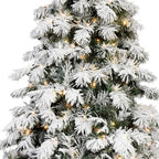 5' Green And White Pre Lit Full Flocked Pine Christmas Tree
