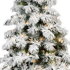 5' Green And White Pre Lit Full Flocked Pine Christmas Tree