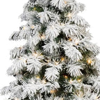 5' Green And White Pre Lit Full Flocked Pine Christmas Tree