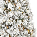 6' Pre Lit Full Flocked Fir Christmas Tree