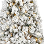 6' Pre Lit Full Flocked Fir Christmas Tree