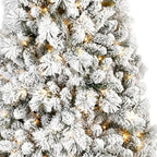 6' Pre Lit Full Flocked Fir Christmas Tree