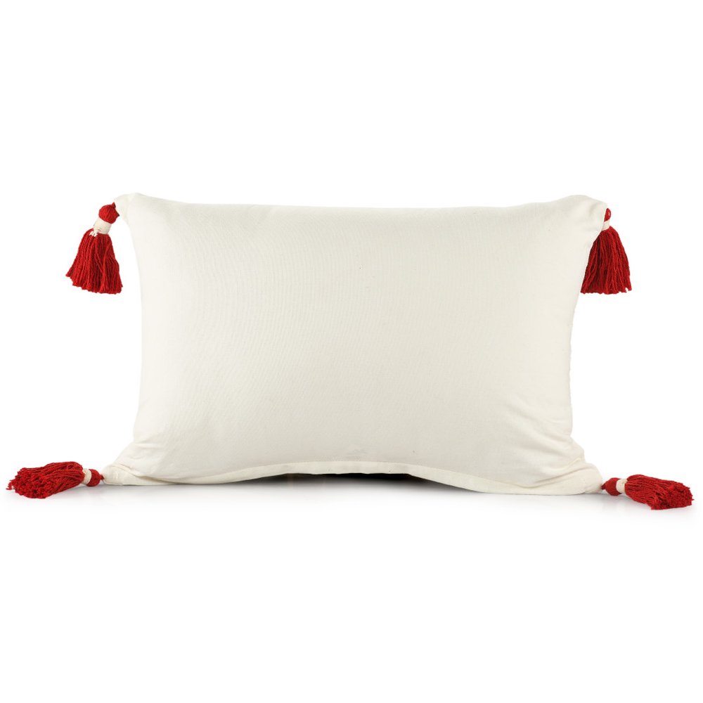 16" X 24" Red And White Lumbar Christmas Christmas Tree Plaid Cotton Throw Pillow Cover