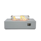 65000 BTU 52" Antiqued White Concrete Propane Rectangular Fire Pit With Cover