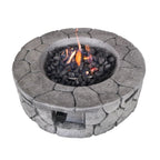 40000 BTU 28" Gray Concrete Propane Round Fire Pit With Cover