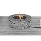 40000 BTU 28" Gray Concrete Propane Round Fire Pit With Cover