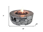 40000 BTU 28" Gray Concrete Propane Round Fire Pit With Cover