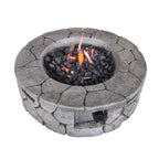 40000 BTU 28" Gray Concrete Propane Round Fire Pit With Cover