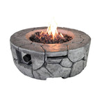 40000 BTU 28" Gray Concrete Propane Round Fire Pit With Cover