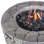 40000 BTU 28" Gray Concrete Propane Round Fire Pit With Cover