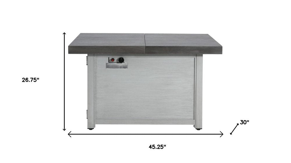 50000 BTU 45" Gray Aluminum Propane Rectangular Fire Pit With Cover