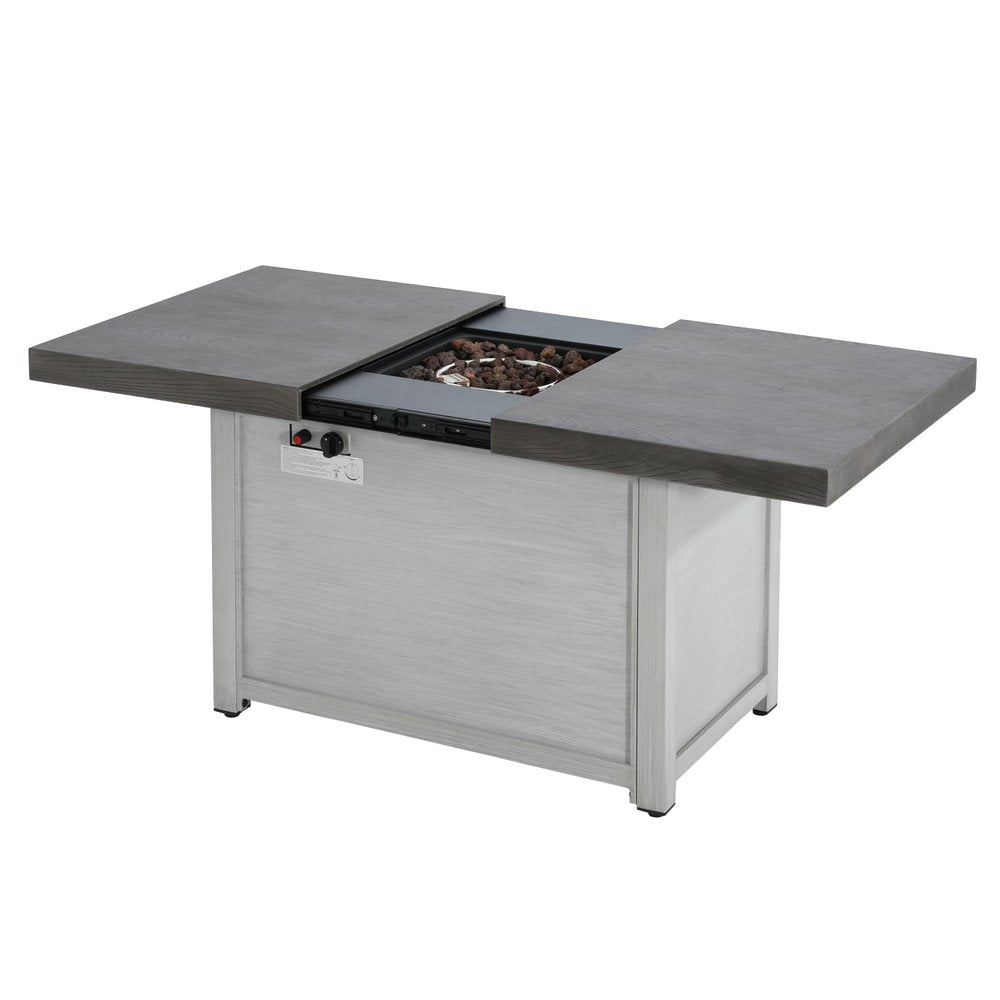 50000 BTU 45" Gray Aluminum Propane Rectangular Fire Pit With Cover