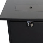 40000 BTU 42" Black Steel Propane Rectangular Fire Pit With Cover