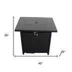 40000 BTU 42" Black Steel Propane Rectangular Fire Pit With Cover