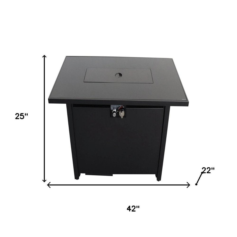 40000 BTU 42" Black Steel Propane Rectangular Fire Pit With Cover