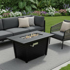40000 BTU 42" Black Steel Propane Rectangular Fire Pit With Cover