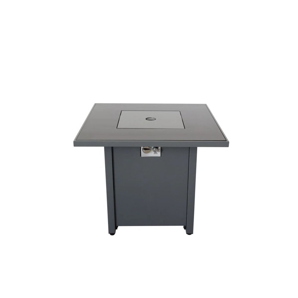 50000 BTU 30" Black Steel Propane Square Fire Pit With Cover