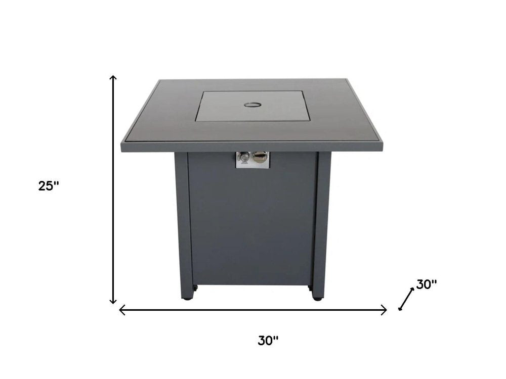 50000 BTU 30" Black Steel Propane Square Fire Pit With Cover