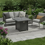 50000 BTU 30" Black Steel Propane Square Fire Pit With Cover