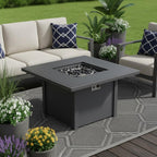 50000 BTU 30" Black Steel Propane Square Fire Pit With Cover