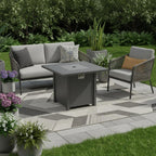 50000 BTU 30" Black Steel Propane Square Fire Pit With Cover