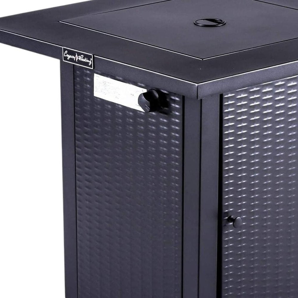 50000 BTU 28" Black Steel Propane Square Fire Pit With Cover