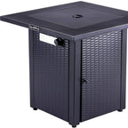 50000 BTU 28" Black Steel Propane Square Fire Pit With Cover