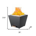 50000 BTU 25" Black Stainless steel Wood Burning Square Fire Pit With Cover