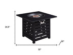 50000 BTU 32" Black Metal Propane Square Fire Pit With Cover