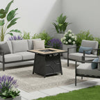 40000 BTU 28" Brown Iron Propane Square Fire Pit With Cover
