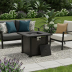 50000 BTU 30" Black Steel Propane Square Fire Pit With Cover