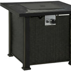 50000 BTU 30" Black Steel Propane Square Fire Pit With Cover