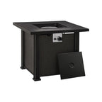 50000 BTU 30" Black Steel Propane Square Fire Pit With Cover