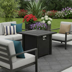 50000 BTU 30" Black Steel Propane Square Fire Pit With Cover