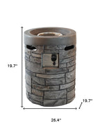 32000 BTU 26" Gray Magnesium Oxide Propane Round Fire Pit With Cover