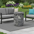 32000 BTU 26" Gray Magnesium Oxide Propane Round Fire Pit With Cover