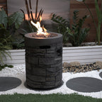 32000 BTU 26" Gray Magnesium Oxide Propane Round Fire Pit With Cover
