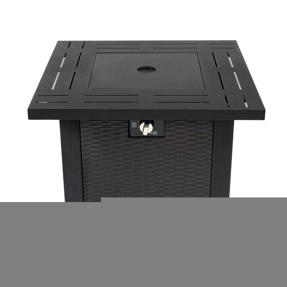 50000 BTU 28" Black Steel Propane Square Fire Pit Table With Cover